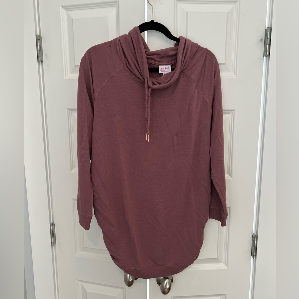 Pretty mauve maternity tunic with drape neck